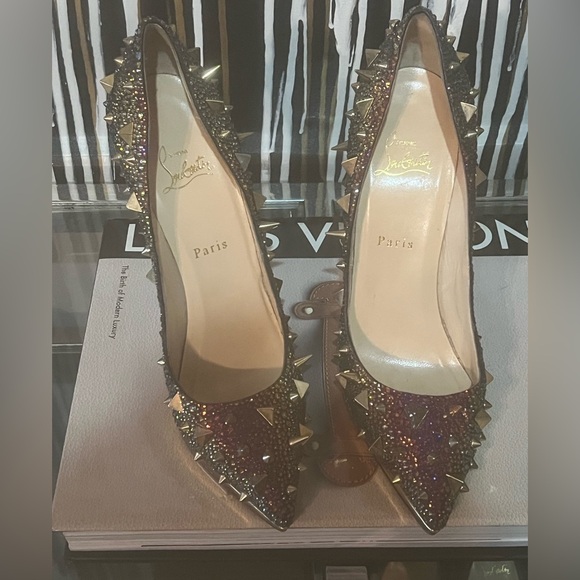 39 1/2 multi color spiked Christian louboutin spiked heels worn twice - Picture 3 of 4